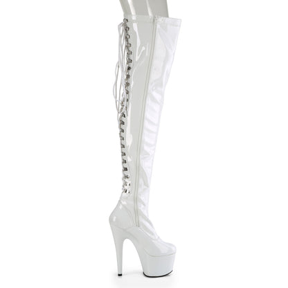 Pleaser Women's Platform Shoes ADORE-3063 Wht Str Pat/Wht