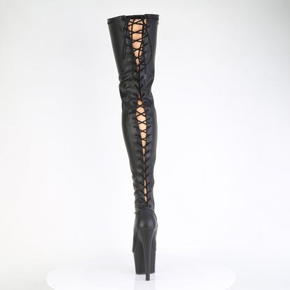 Pleaser Women's Platform Shoes ADORE-3850 Blk Str. Faux Leather/Blk Matte