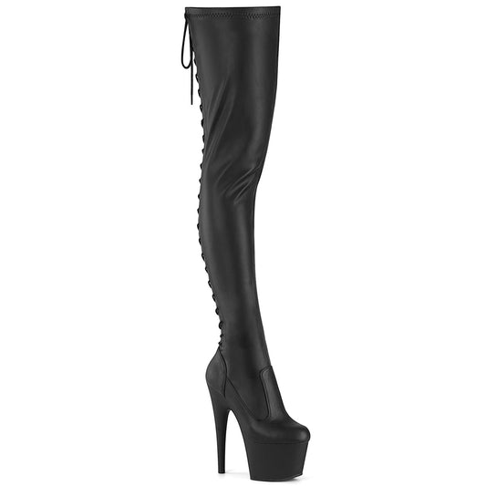 Pleaser Women's Platform Shoes ADORE-3850 Blk Str. Faux Leather/Blk Matte