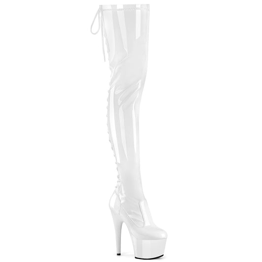 Pleaser Women's Platform Shoes ADORE-3850 Wht Str. Pat/Wht