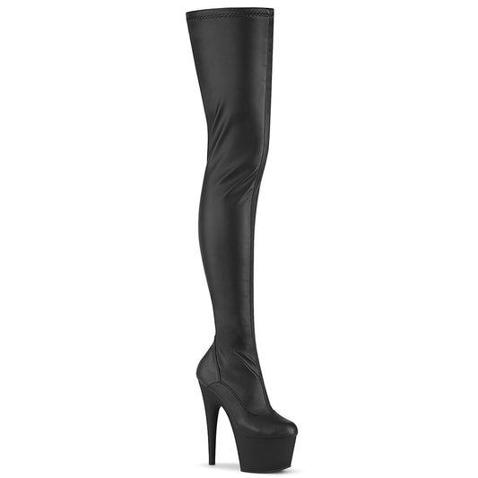 Pleaser Women's Platform Shoes ADORE-4000 Blk Str. Faux Leather/Blk Matte