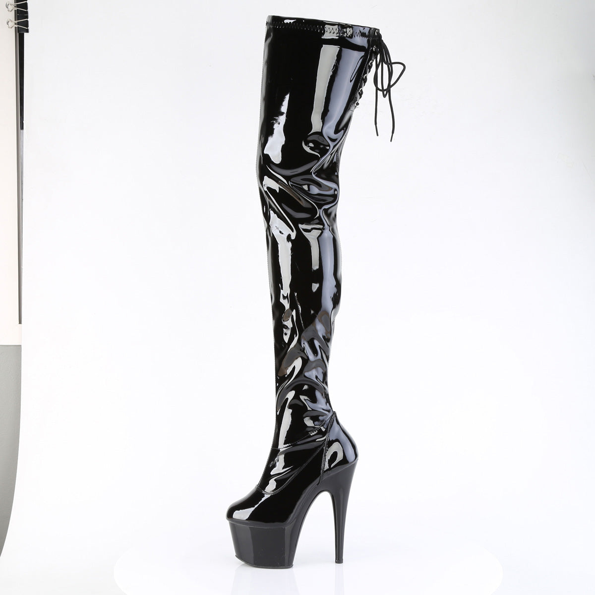 Pleaser Women's Platform Shoes ADORE-4000SLT Blk Str Pat/Blk