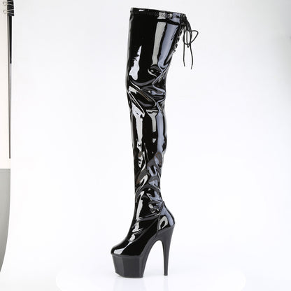 Pleaser Women's Platform Shoes ADORE-4000SLT Blk Str Pat/Blk