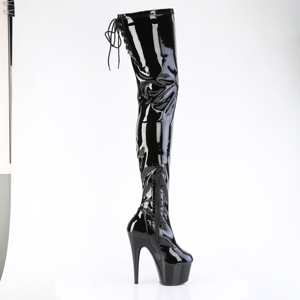 Pleaser Women's Platform Shoes ADORE-4000SLT Blk Str Pat/Blk