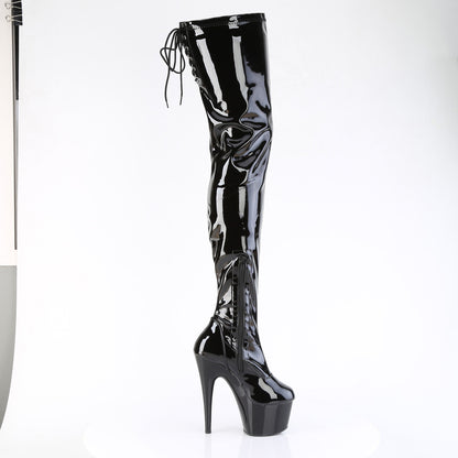 Pleaser Women's Platform Shoes ADORE-4000SLT Blk Str Pat/Blk