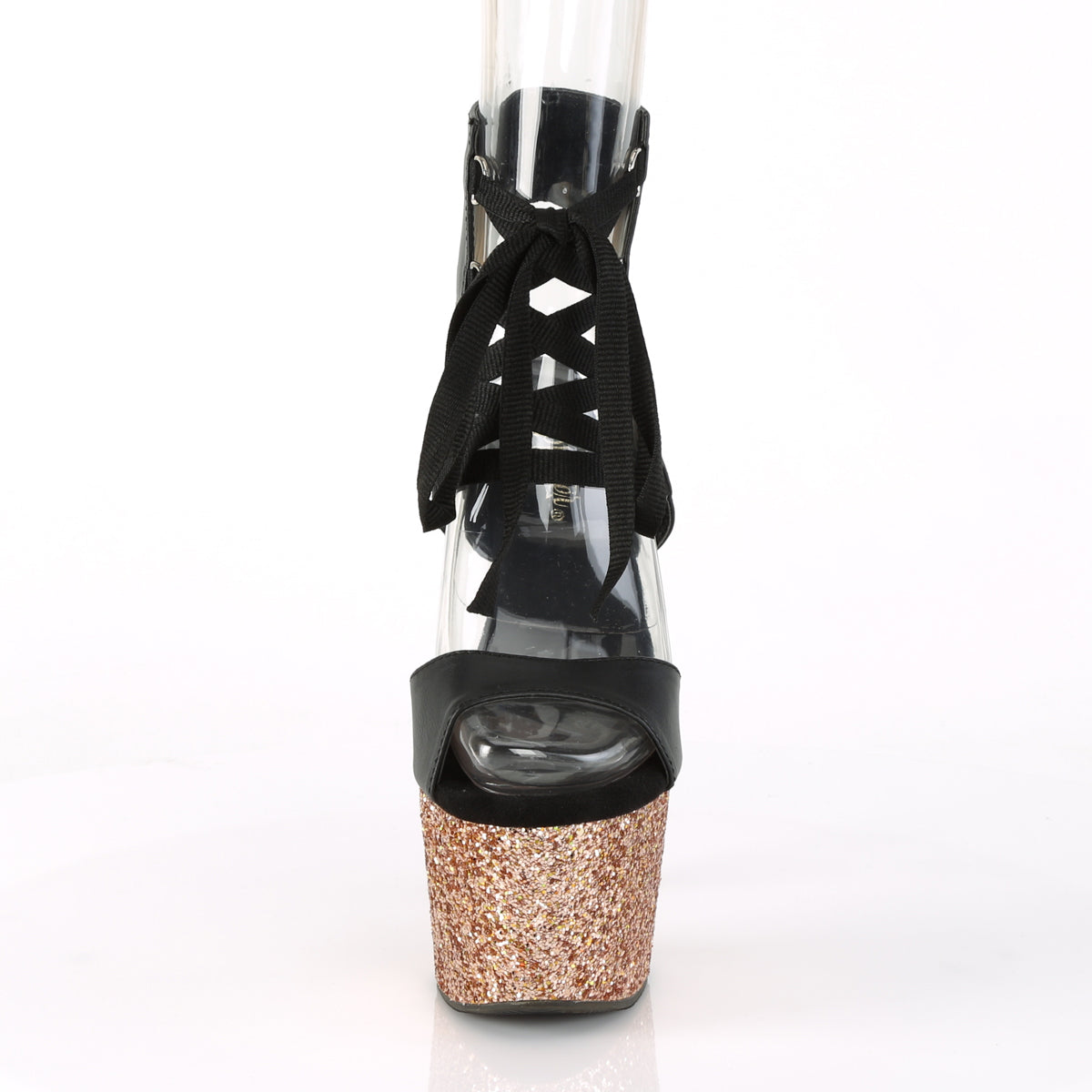 Pleaser Sandales pour femmes ADORE-700-14LG BLK FAUx Cuir / Rose Gold Multi Glitter