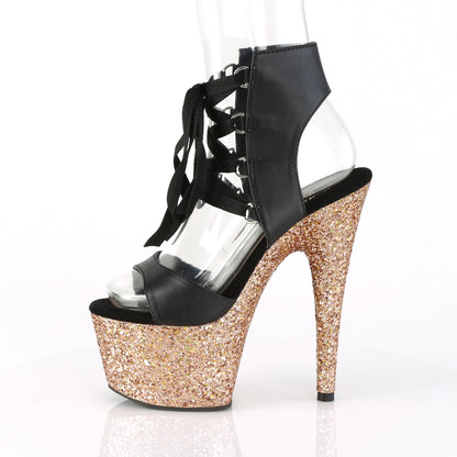 Pleaser Sandales pour femmes ADORE-700-14LG BLK FAUx Cuir / Rose Gold Multi Glitter
