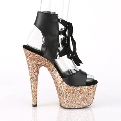 Pleaser Sandales pour femmes ADORE-700-14LG BLK FAUx Cuir / Rose Gold Multi Glitter