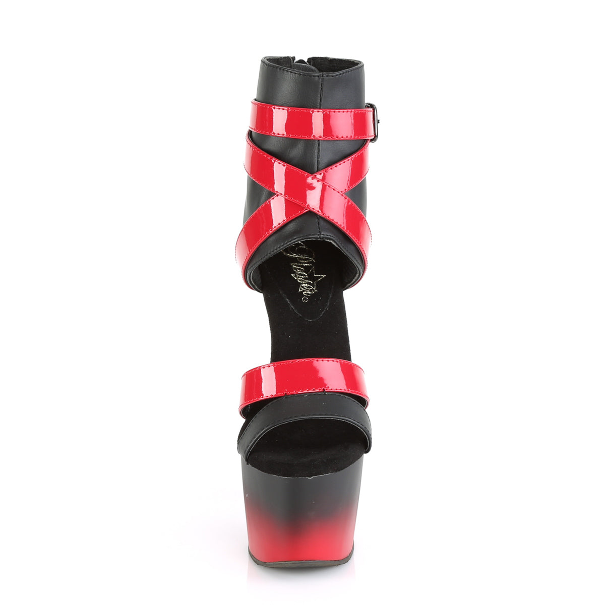 Pleaser Sandales pour femmes ADORE-700-15 Blk Faux Cuir-Rouge Pat / Blk-Red Matte