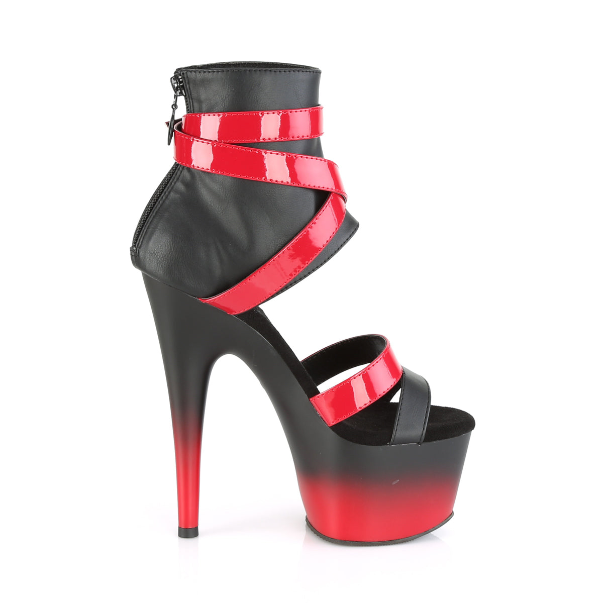 Pleaser Sandales pour femmes ADORE-700-15 Blk Faux Cuir-Rouge Pat / Blk-Red Matte