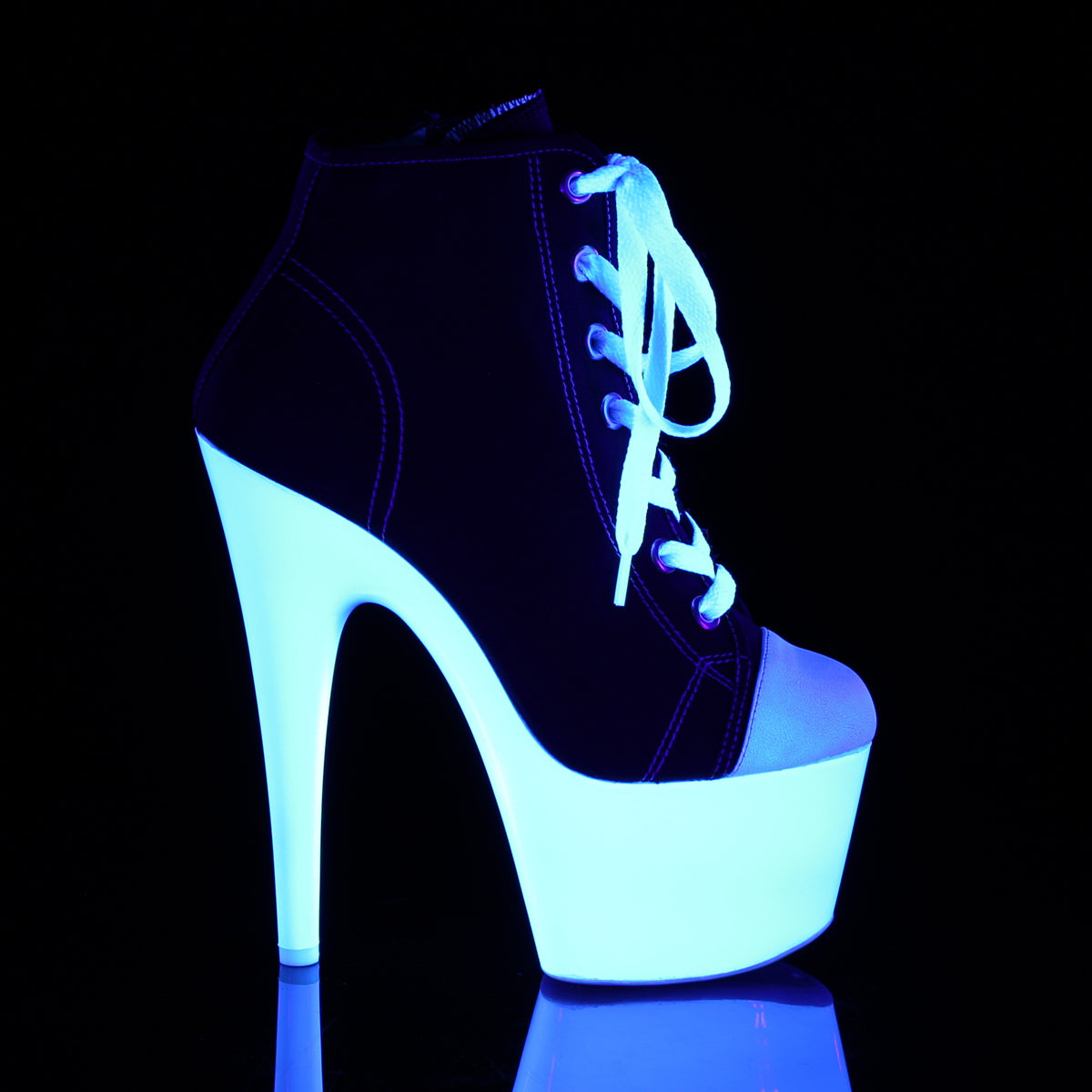 Pleaser Bottines pour femmes ADORE-700sk-02 blk toile / néon blanc