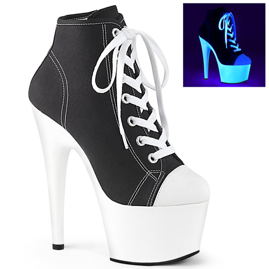 Pleaser Bottines pour femmes ADORE-700sk-02 blk toile / néon blanc