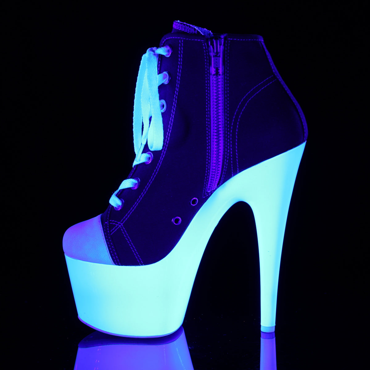 Pleaser Womens Ankle Boots ADORE-700SK-02 Red Canvas/Neon White