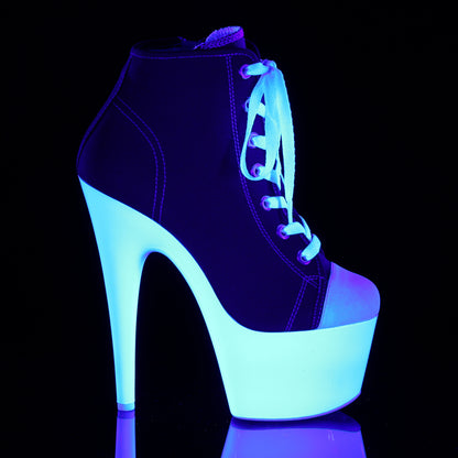 Pleaser Womens Ankle Boots ADORE-700SK-02 Red Canvas/Neon White