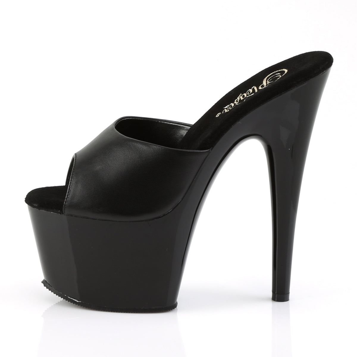Pleaser Womens Sandals ADORE-701 Blk Leather/ Blk