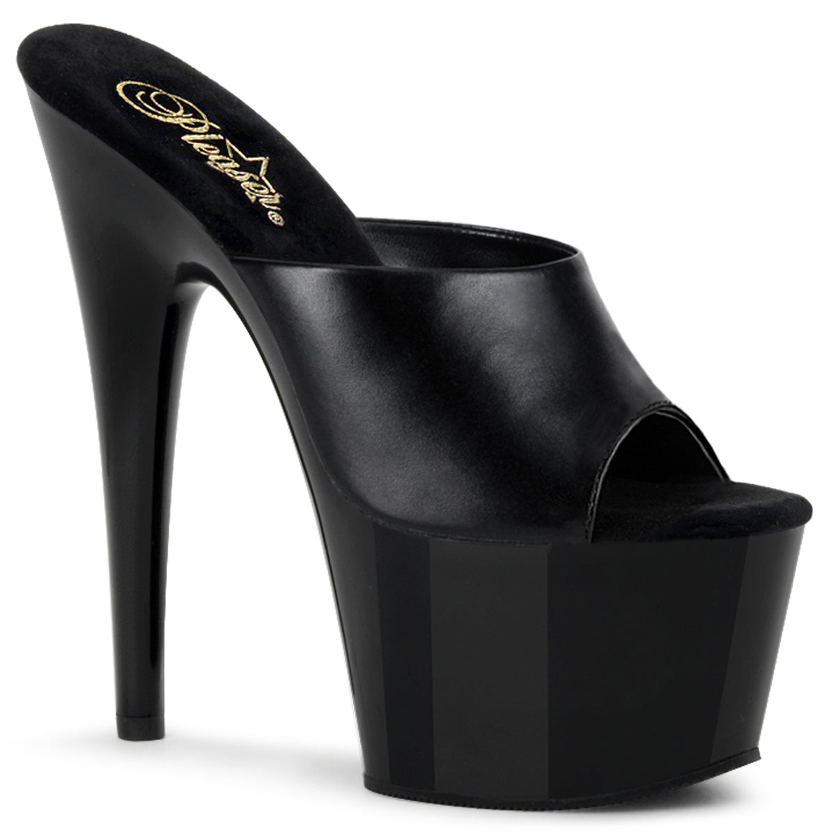 Pleaser Womens Sandals ADORE-701 Blk Leather/ Blk