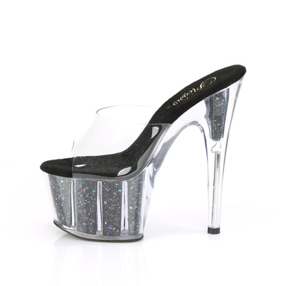 Pleaser Sandales pour femmes ADORE-701CG CLR / BLK Confetti Glitter