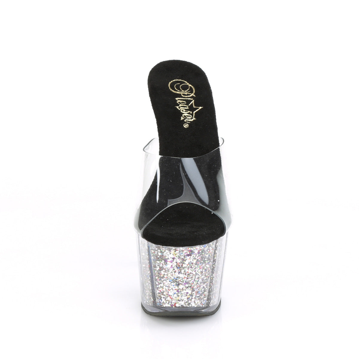 Pleaser Sandales pour femmes ADORE-701CG CLR / SLV Confetti Glitter