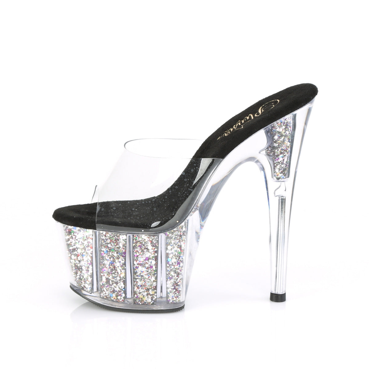 Pleaser Sandales pour femmes ADORE-701CG CLR / SLV Confetti Glitter
