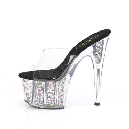 Pleaser Sandales pour femmes ADORE-701CG CLR / SLV Confetti Glitter