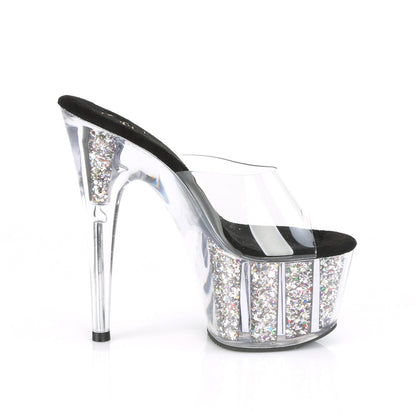 Pleaser Sandales pour femmes ADORE-701CG CLR / SLV Confetti Glitter