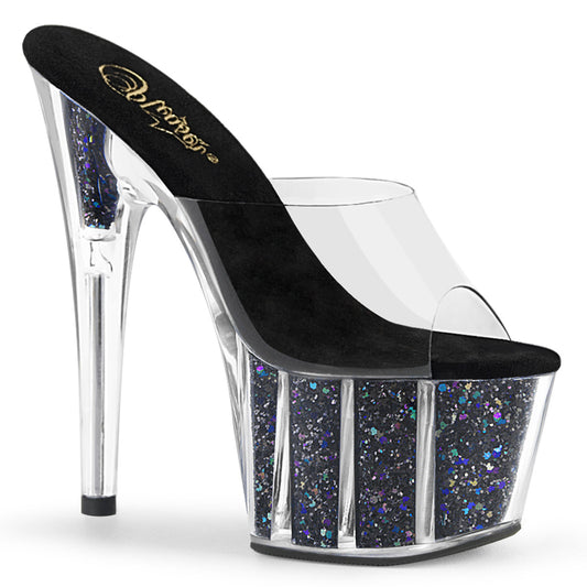 Pleaser Sandales pour femmes ADORE-701CG CLR / BLK Confetti Glitter