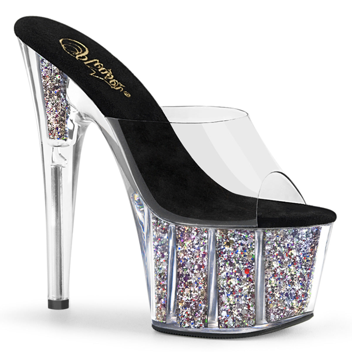 Pleaser Sandales pour femmes ADORE-701CG CLR / SLV Confetti Glitter