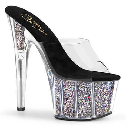 Pleaser Sandales pour femmes ADORE-701CG CLR / SLV Confetti Glitter