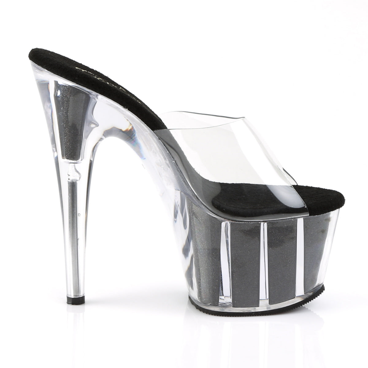 Pleaser Womens Sandals ADORE-701G Clr/Blk Gltr