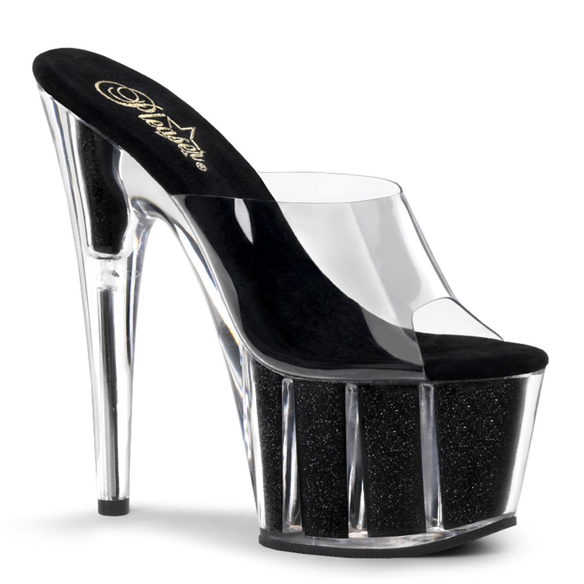 Pleaser Sandales pour femmes ADORE-701g CLR / BLK GLTR