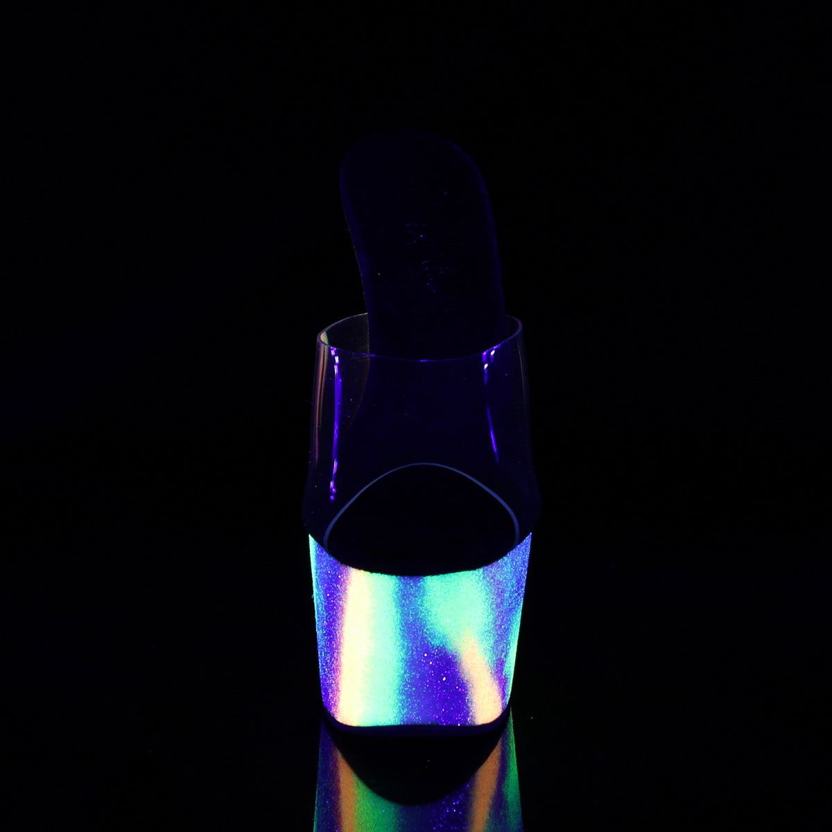 Pleaser Sandales pour femmes ADORE-701GXY CLR / NEON GALAXY MINI GLITTER
