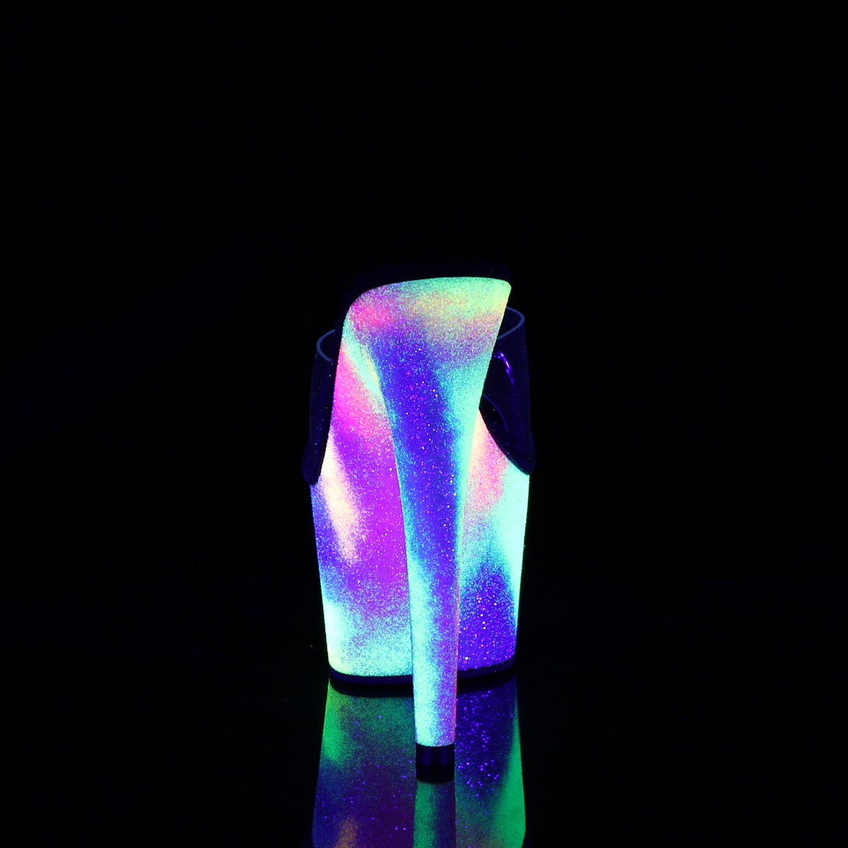 Pleaser Sandales pour femmes ADORE-701GXY CLR / NEON GALAXY MINI GLITTER