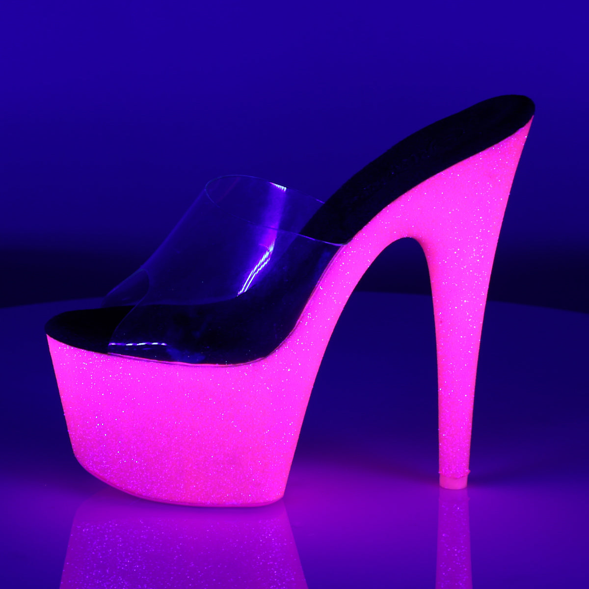 Pleaser Sandales pour femmes ADORE-701uvg CLR / néon H. rose paillettes