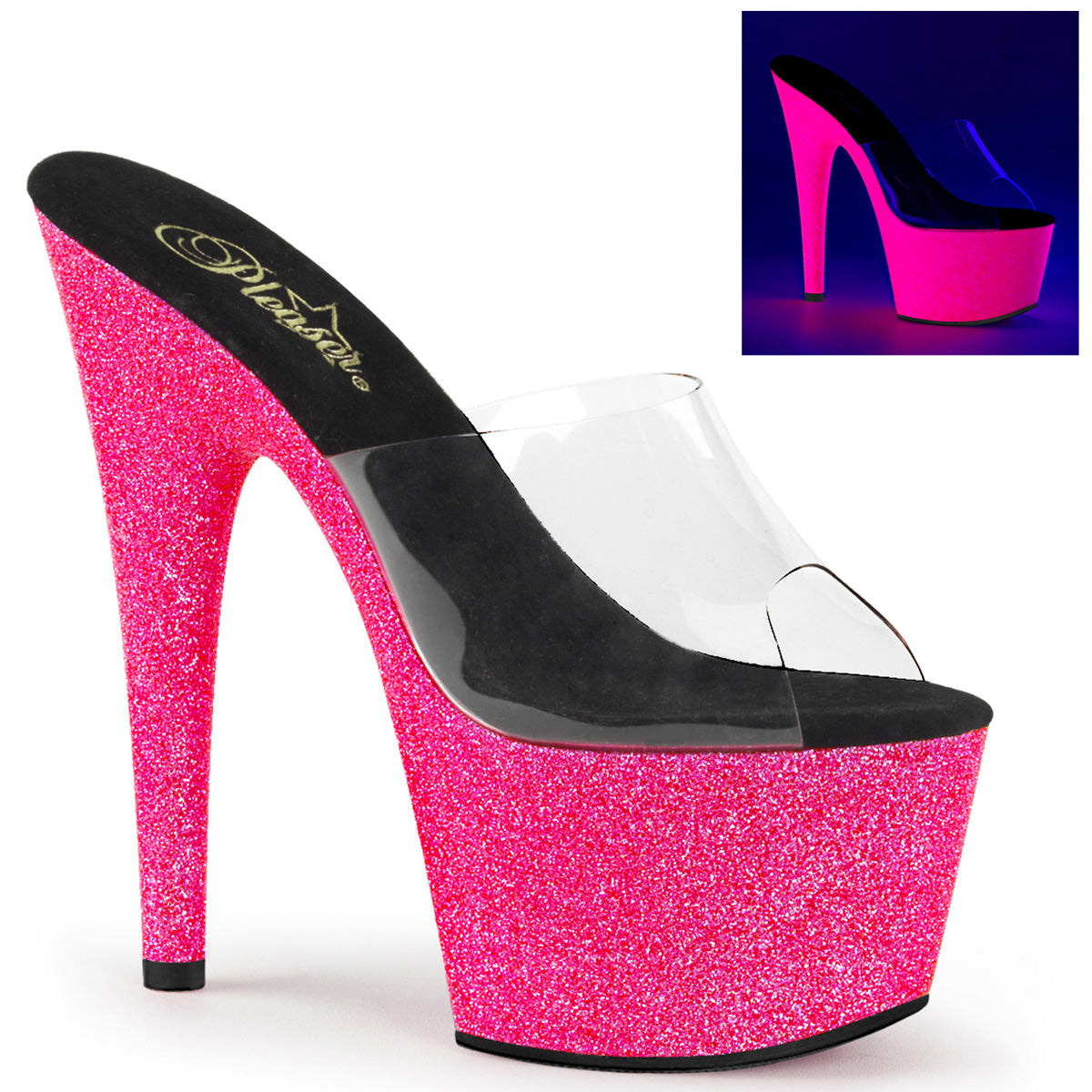 Pleaser Sandales pour femmes ADORE-701uvg CLR / néon H. rose paillettes