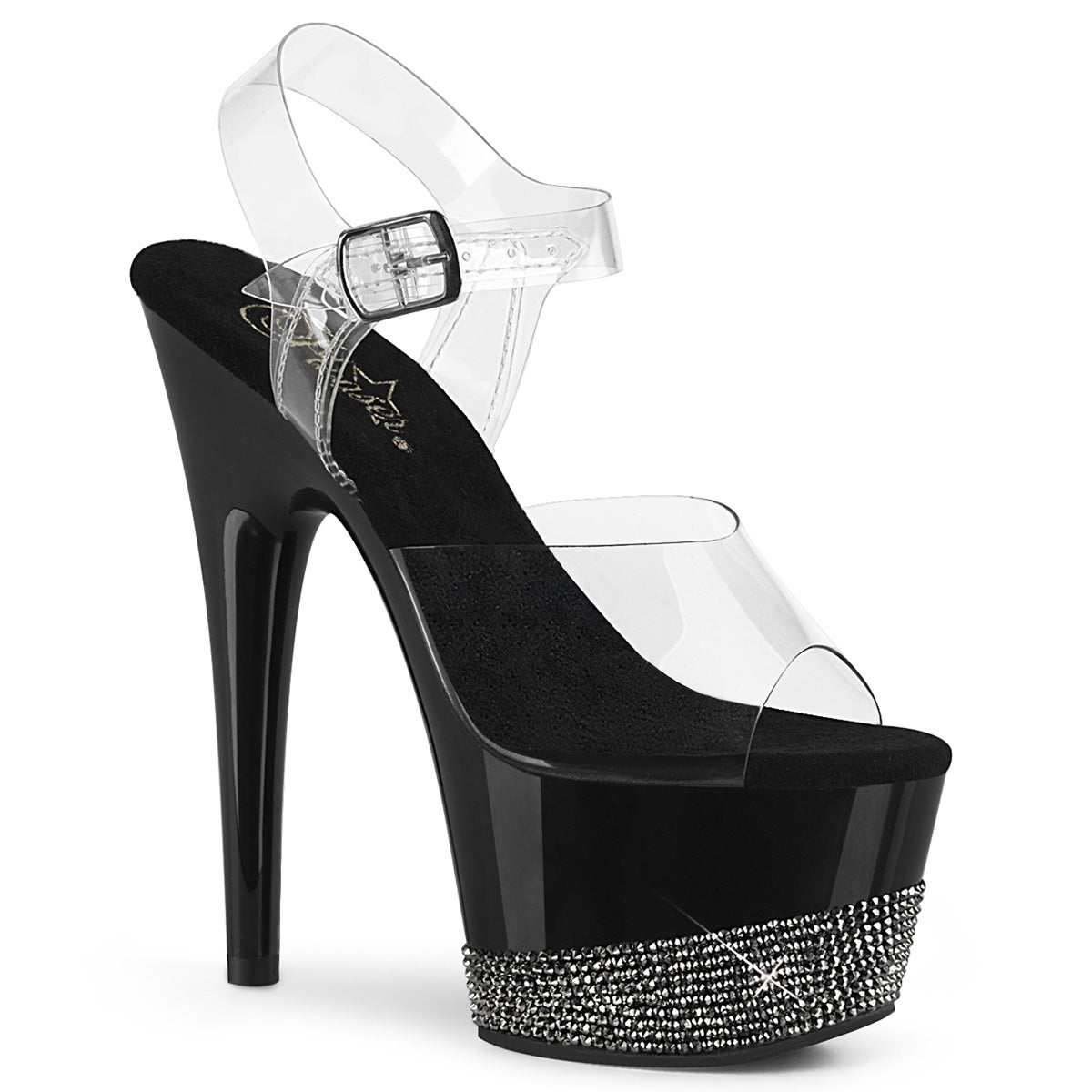 Pleaser Sandales pour femmes ADORE-708-3 CLR / BLK-SANWTER RS