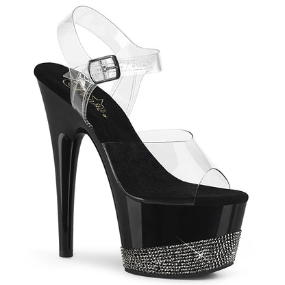 Pleaser Sandales pour femmes ADORE-708-3 CLR / BLK-SANWTER RS