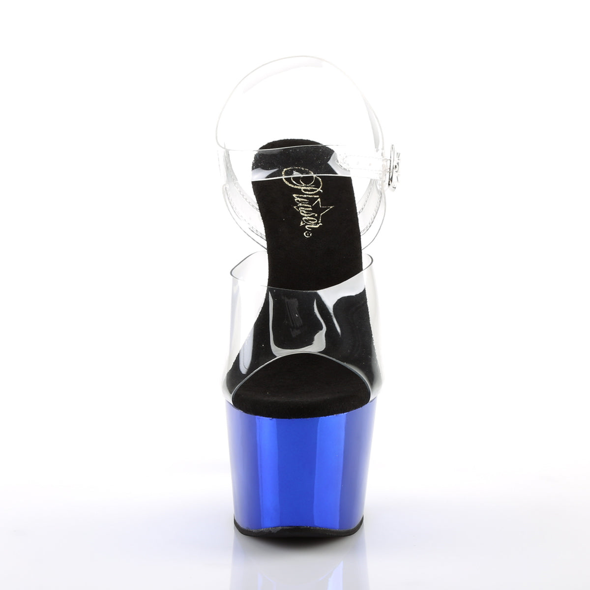 Pleaser Womens Sandals ADORE-708 Clr/Blue Chrome