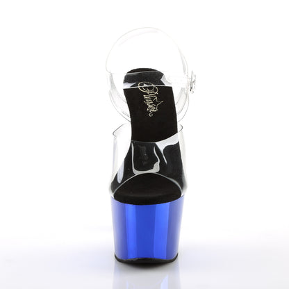 Pleaser Womens Sandals ADORE-708 Clr/Blue Chrome