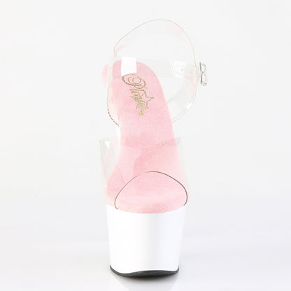 Pleaser Women's Platform Shoes ADORE-708 Clr-B. Pink/Wht