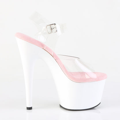 Pleaser Women's Platform Shoes ADORE-708 Clr-B. Pink/Wht