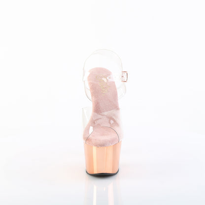 Pleaser Women's Platform Shoes ADORE-708 Clr-Matching/Rose Gold Chrome