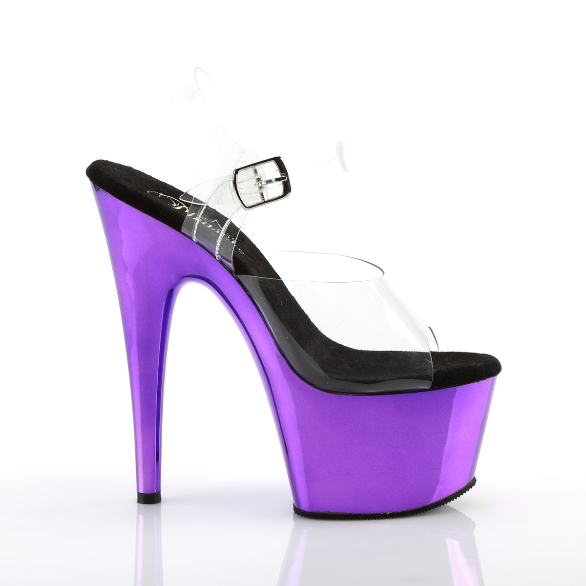Pleaser Womens Sandals ADORE-708 Clr/Purple  Chrome