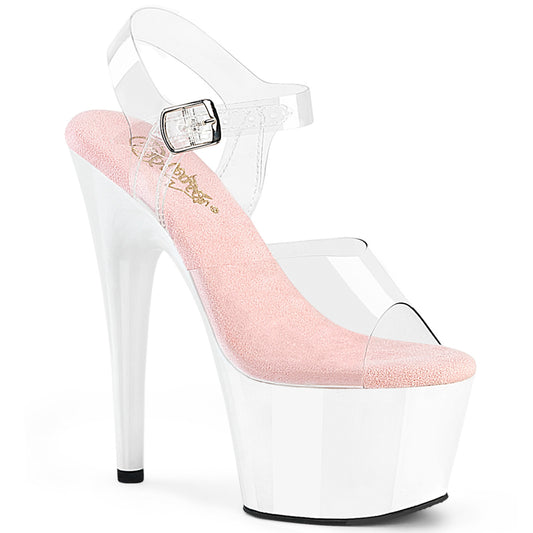 Pleaser Women's Platform Shoes ADORE-708 Clr-B. Pink/Wht