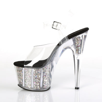 Pleaser Sandales pour femmes ADORE-708cg CLR / SLV Confetti Glitter