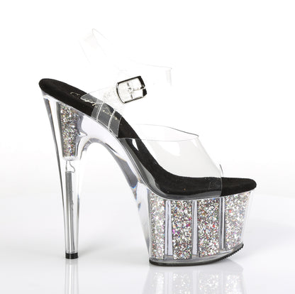Pleaser Sandales pour femmes ADORE-708cg CLR / SLV Confetti Glitter