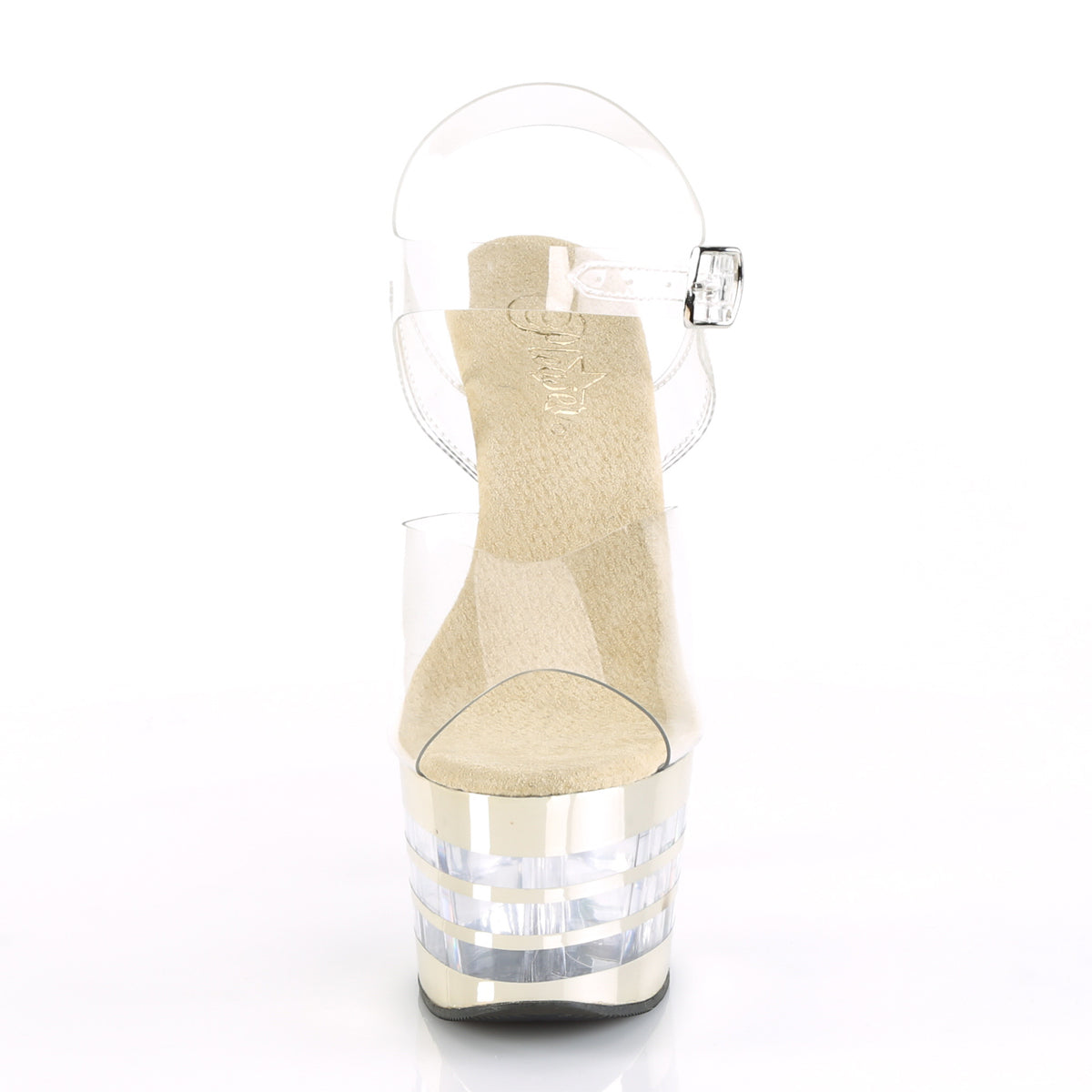 Pleaser Sandales féminines ADORE-708chln clr / or chrome