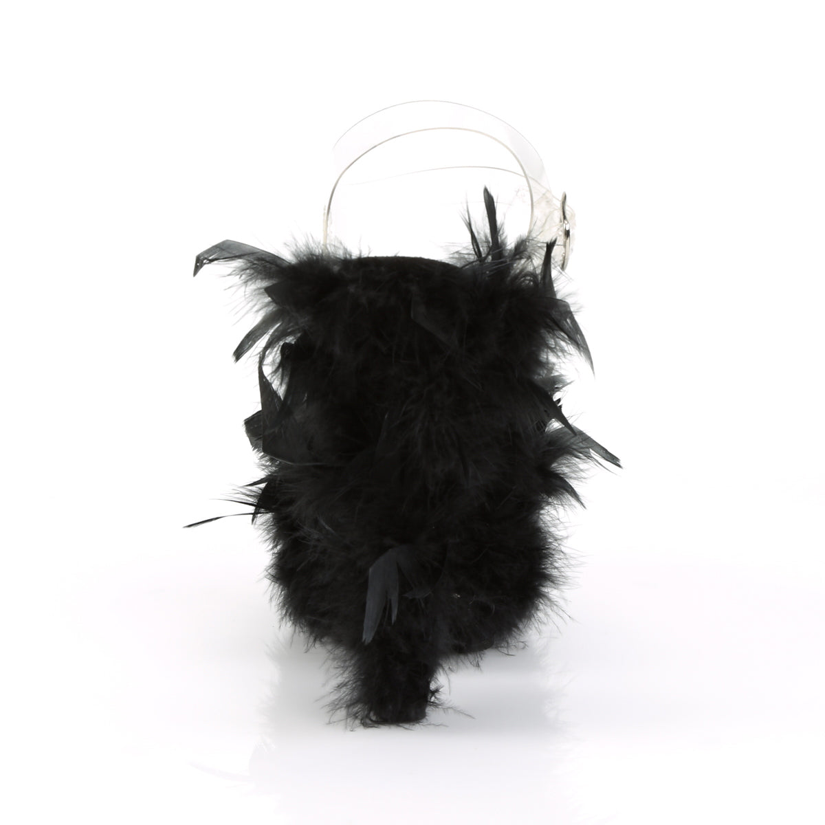 Pleaser Sandales pour femmes ADORE-708F CLR / BLK Marabou Feather
