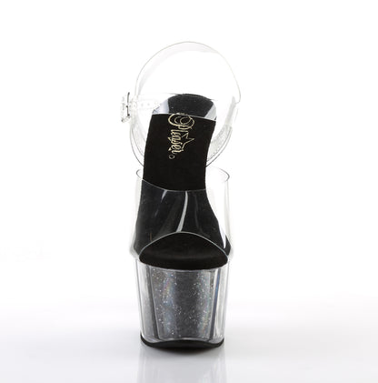 Pleaser Sandales pour femmes ADORE-708g Inserts de paillettes CLR / BLK