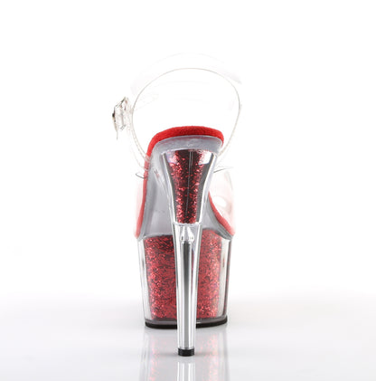 Pleaser Sandales pour femmes ADORE-708g Inserts de paillettes CLR / ROUGE