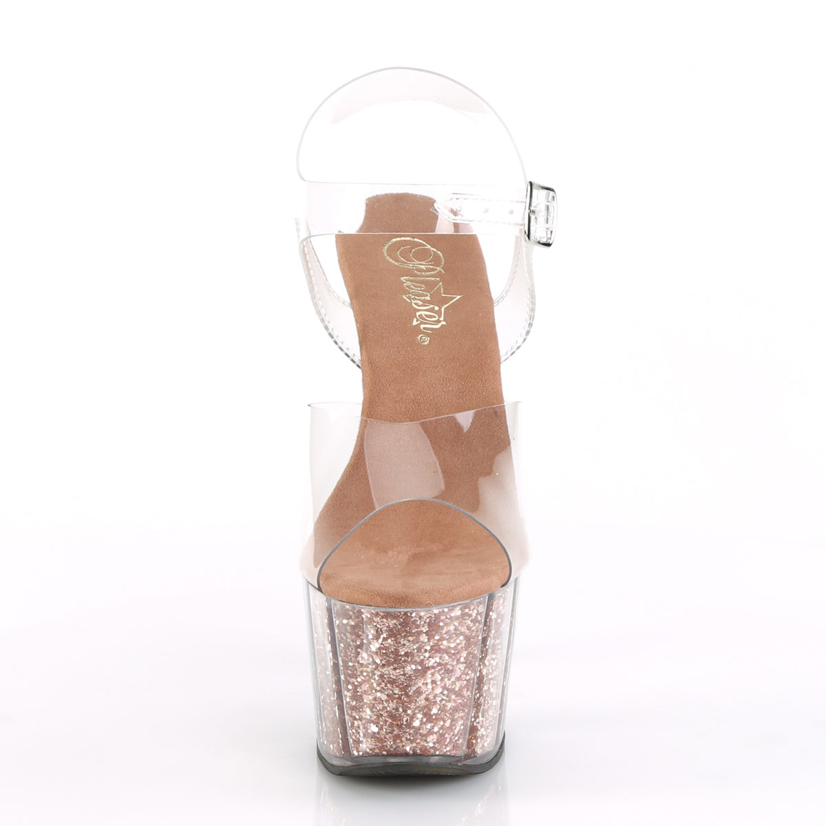 Pleaser Sandales pour femmes ADORE-708g CLR / Rose Gold Glitter Inserts